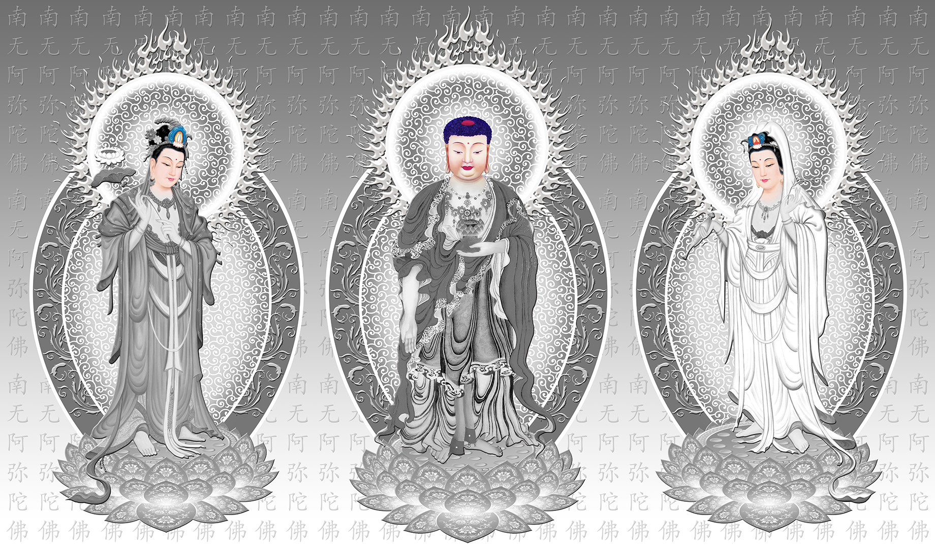 Hình ảnh Phật Bồ tát trắng đen 10