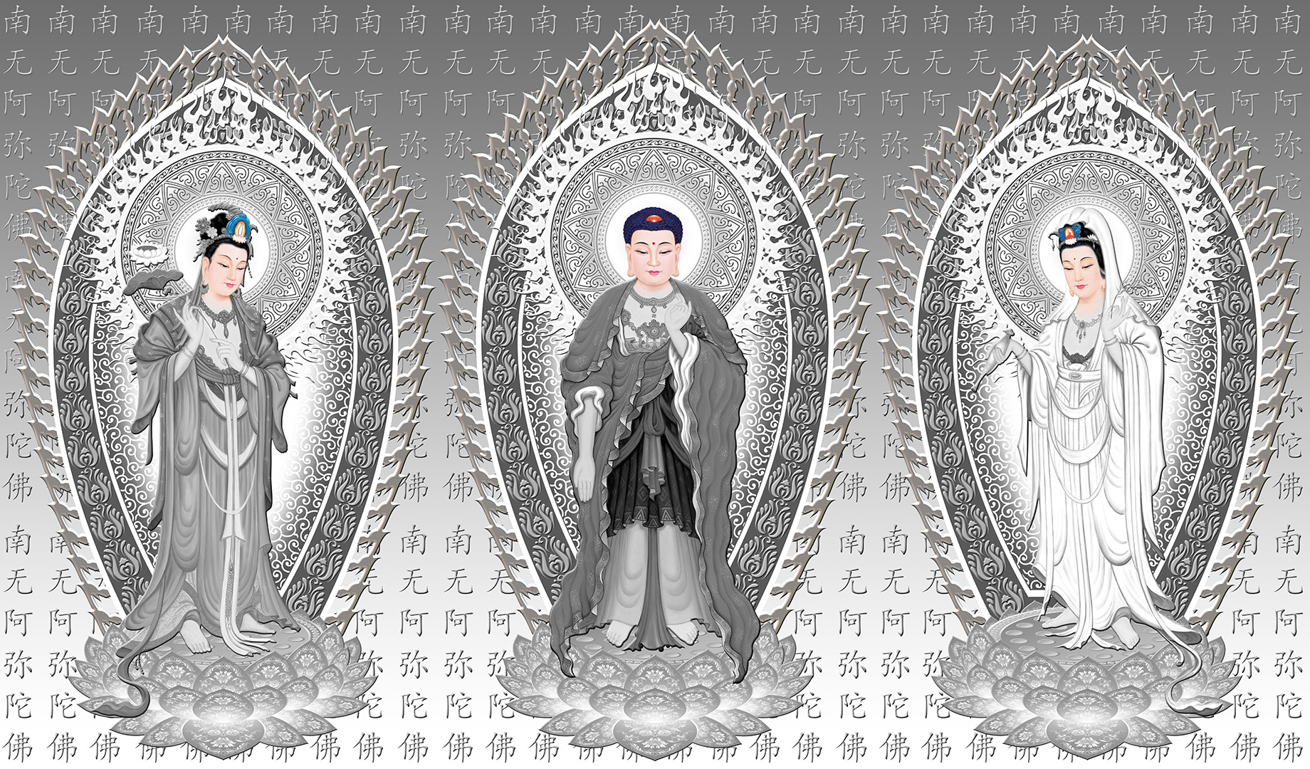 Hình ảnh Phật Bồ tát trắng đen 11