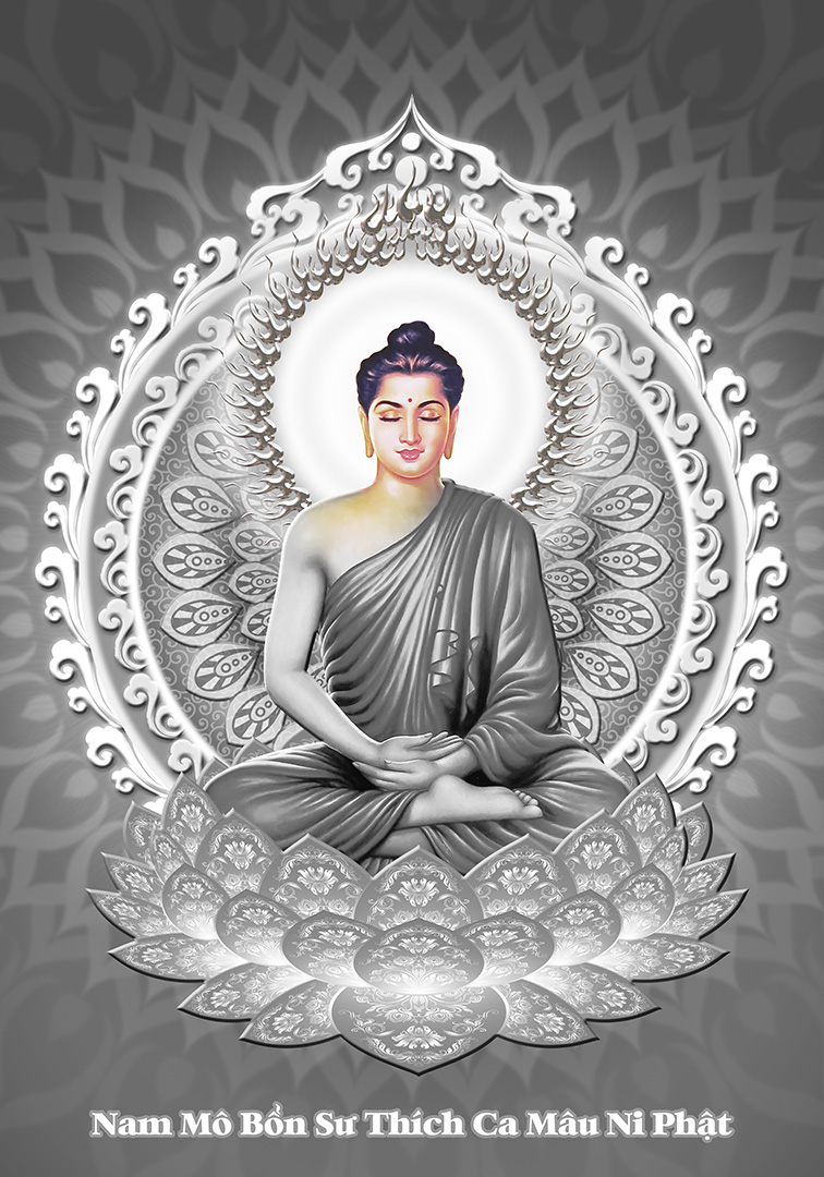 Hình ảnh Phật Bồ tát trắng đen 4