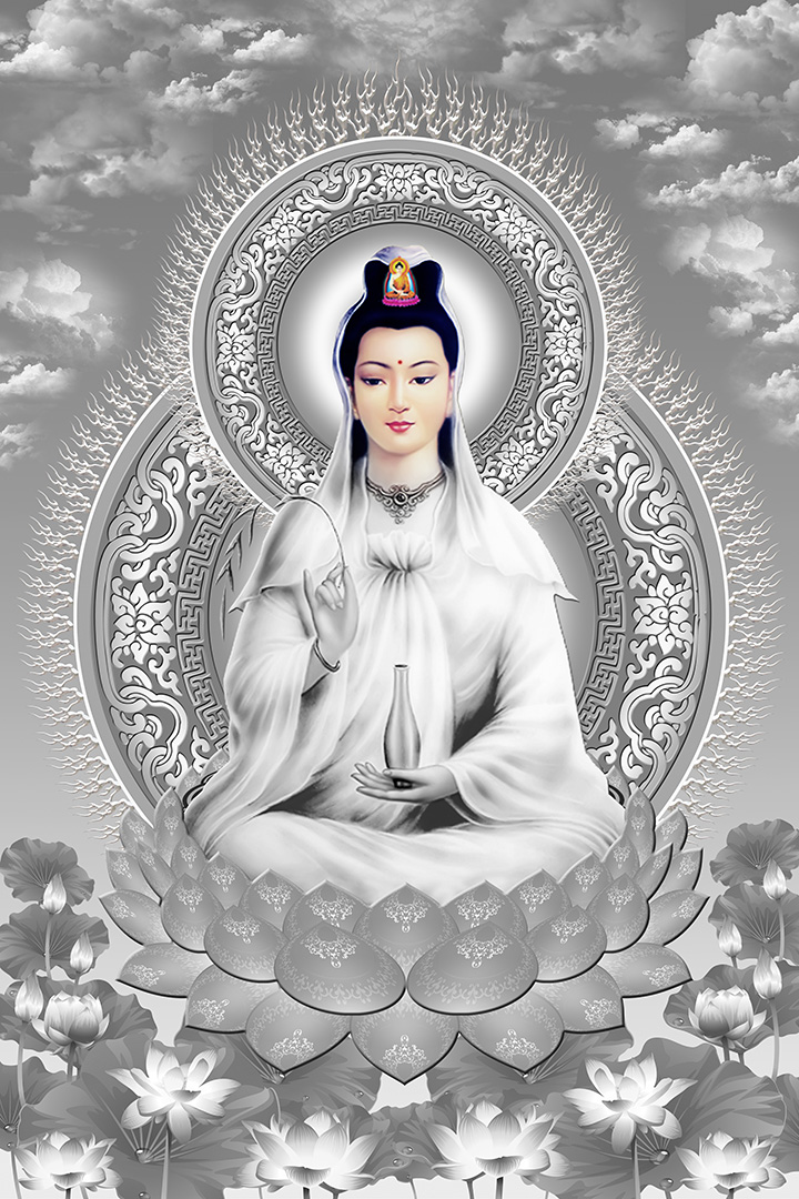 Hình ảnh Phật Bồ tát trắng đen 9